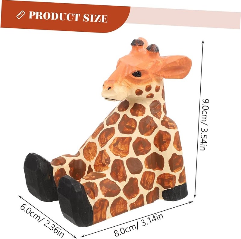Wooden Giraffe Phone Holder Stable Non Slip Desk Stand For Bed Sofa Video Calls - Image 2